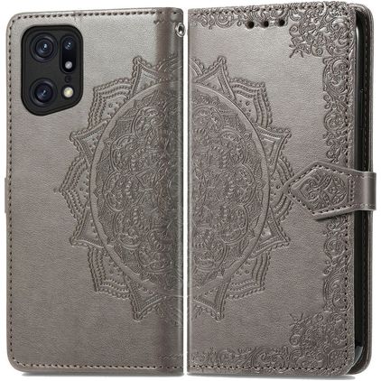 Mobigear Mandala OPPO Find X5 Étui Portefeuille - Gris