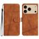 Mobigear Stitch Housse iPhone 17 Pro Etui Porte-Monnaie - Marron