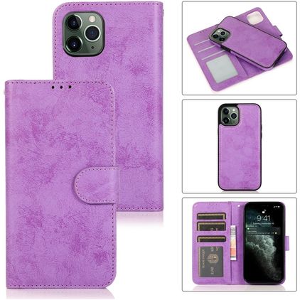 Mobigear Wallet Housse iPhone 12 Mini Etui avec Coque Détachable Porte-Monnaie - Violet