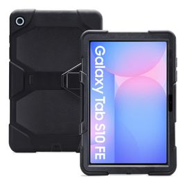 Xccess Survivor Essential Coque Samsung Galaxy Tab S10 FE Coque arrière en Plastique rigide,Silicone + Support Amovible - Noir