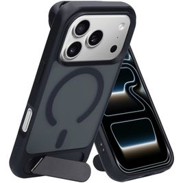 Mobiparts Hardcover Coque iPhone 17 Pro MagSafe Coque arrière Rigide avec Support Amovible - Satin Black