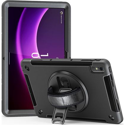 Mobigear SureGrip Coque Lenovo Tab P11 Gen 2 Coque arrière en Plastique rigide,Silicone + Support Amovible - Noir