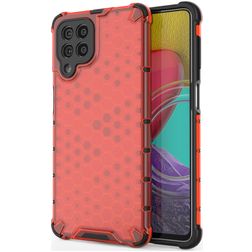 Mobigear Honeycomb Coque Samsung Galaxy M53 Coque arrière Rigide Anti-Chocs - Rouge