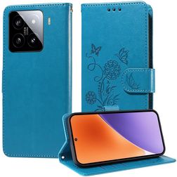 Mobigear Flowers Xiaomi 15 Étui Portefeuille - Bleu