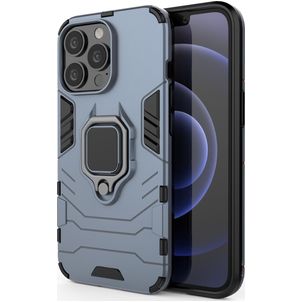 Mobigear Armor Ring Coque iPhone 13 Pro Coque arrière Rigide Anti-Chocs avec Anneau-Support - Bleu
