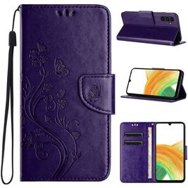 Mobigear Flowers Housse Samsung Galaxy A55 Etui Porte-Monnaie - Violet