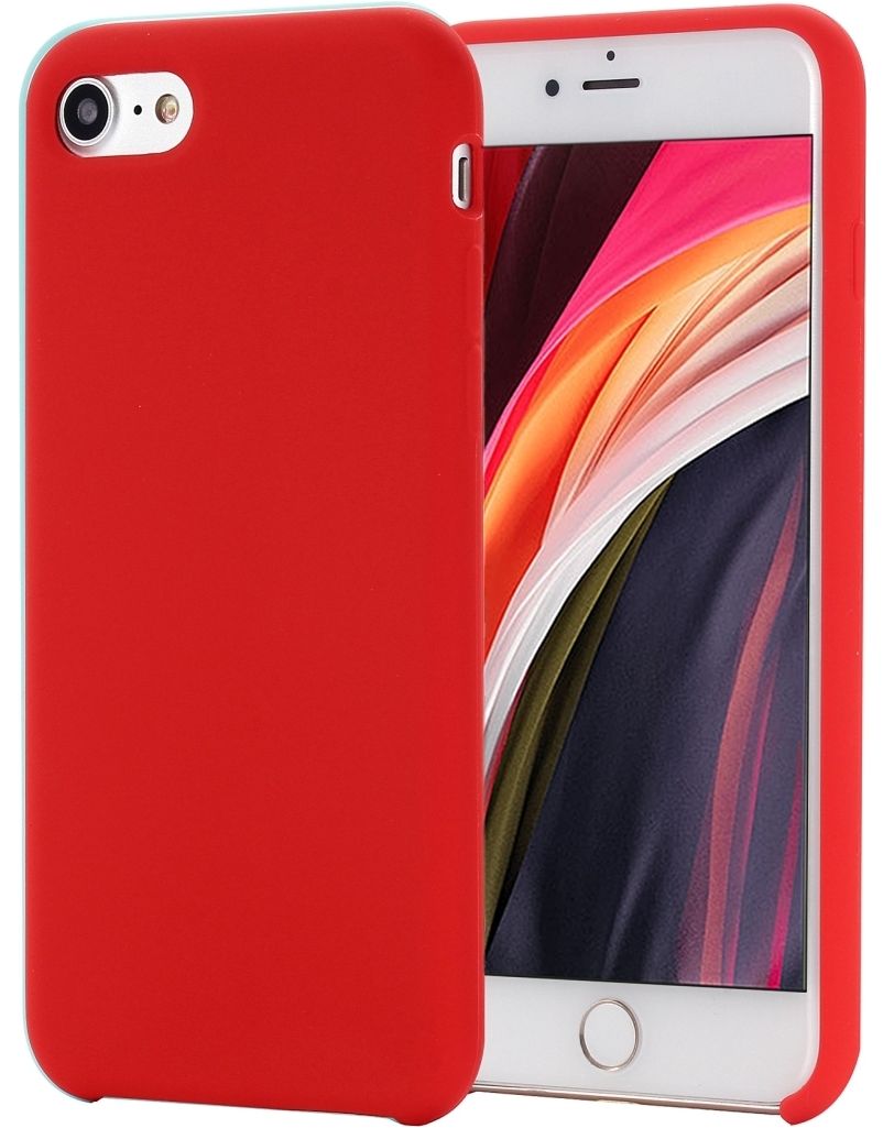 Kit Coque IPhone SE 2020 Little Boutik - Silicone Rouge + 2 Verres Trempés - Antichoc - Neuf