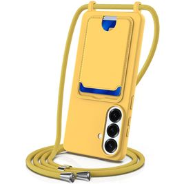 Mobigear Lanyard Card Samsung Galaxy S26 Plus Coque avec cordon en Silicone et Porte-Cartes - Jaune