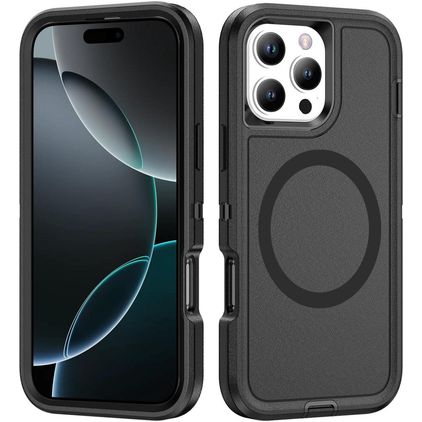 Mobigear Rugged Mag Coque iPhone 16 Pro MagSafe Coque arrière Rigide Anti-Chocs - Noir