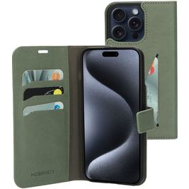 Mobiparts Classic Wallet Housse iPhone 15 Pro Max Etui Porte-Monnaie - Stone Green
