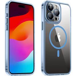 Valenta Trend Coque iPhone 15 Pro Max MagSafe Coque arrière Rigide - Transparent / Bleu