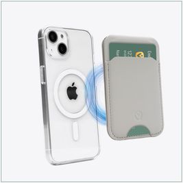 Valenta Card Wallet Stand - Porte Cartes en - 3 Cartes - Compatible MagSafe - Creme