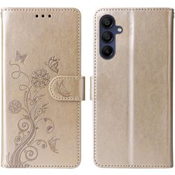 Mobigear Flowers Housse Samsung Galaxy A17 Etui Porte-Monnaie - Or