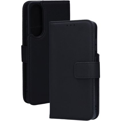 Mobiparts Wallet Samsung Galaxy S25 Edge Cuir véritable Étui Portefeuille - Noir