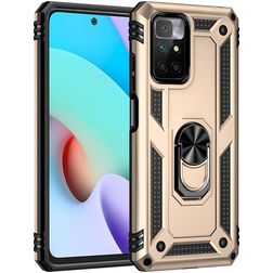 Mobigear Armor Ring Coque Xiaomi Redmi 10 4G Coque arrière Rigide Anti-Chocs avec Anneau-Support - Or