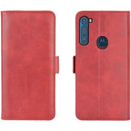 Mobigear Slim Magnet Housse Motorola One Fusion Plus Etui Porte-Monnaie - Rouge