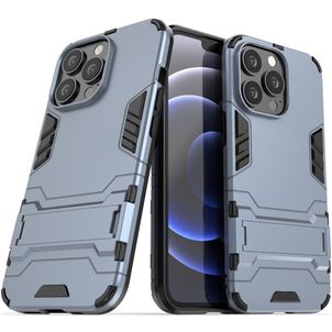 Mobigear Armor Stand Coque iPhone 13 Pro Coque arrière Rigide Anti-Chocs avec Support Amovible - Bleu