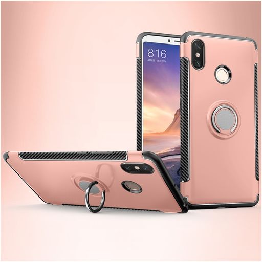 Mobigear Armor Ring Coque Xiaomi Mi Max 3 Coque arrière Rigide Anti-Chocs avec Anneau-Support - Rose doré