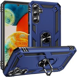 Mobigear Armor Ring Samsung Galaxy A24 Plastique rigide Coque arrière Antichoc avec bague de maintien - Bleu