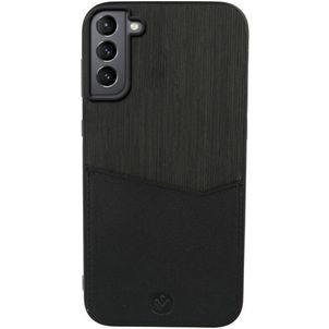 Valenta Card Slot Coque Samsung Galaxy S21 Plus Coque arrière en Cuir Véritable avec Porte-Cartes - Noir
