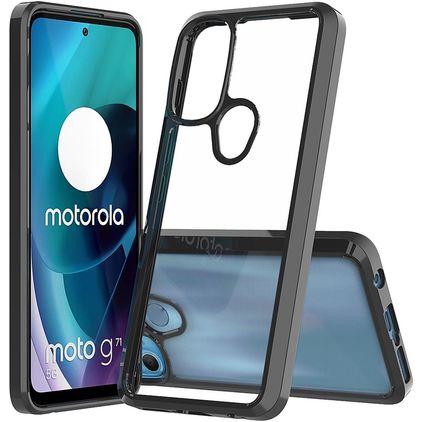 Mobigear Crystal Coque Motorola Moto G71 5G Coque arrière Rigide - Transparent / Noir
