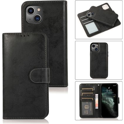 Mobigear Wallet Housse iPhone 13 Pro Max Etui avec Coque Détachable Porte-Monnaie - Noir