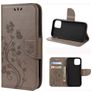 Mobigear Flowers Housse iPhone 12 Etui Porte-Monnaie - Gris
