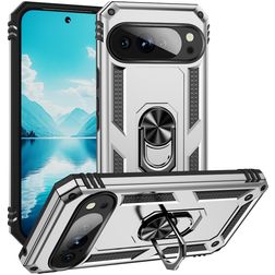 Mobigear Armor Ring Coque Google Pixel 10 Pro XL Coque arrière Rigide Anti-Chocs avec Anneau-Support - Argent