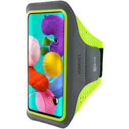 Mobiparts Comfort Fit Brassard Téléphone Samsung Galaxy A51 Brassard Coque de Sport en Neoprène - Neon Green