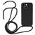 Mobigear Lanyard iPhone 15 Coque avec cordon en Silicone - Noir