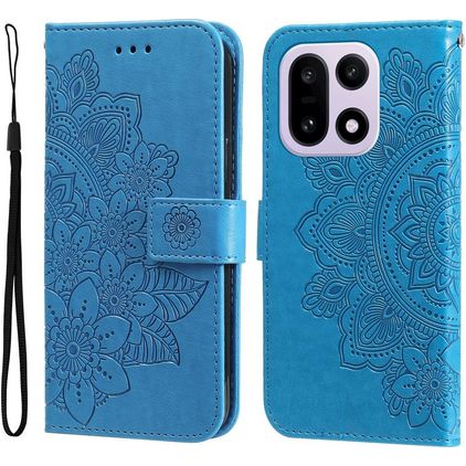 Mobigear Flowers Housse OnePlus 15 Etui Porte-Monnaie - Bleu