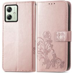 Mobigear Clover Motorola Moto G54 Étui Portefeuille - Rose doré