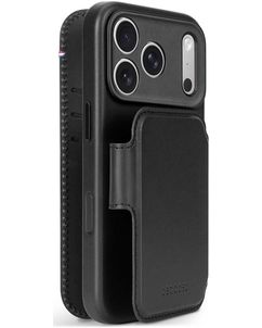Decoded Detachable Wallet iPhone 18 Pro MagSafe Coque Cuir véritable Étui 2en1 avec coque amovible Portefeuille - Noir