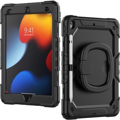 Mobilize Rotating Defender Coque iPad 7 (2019) Coque arrière en Plastique rigide,Silicone + Bandoulière + Support Amovible - Noir