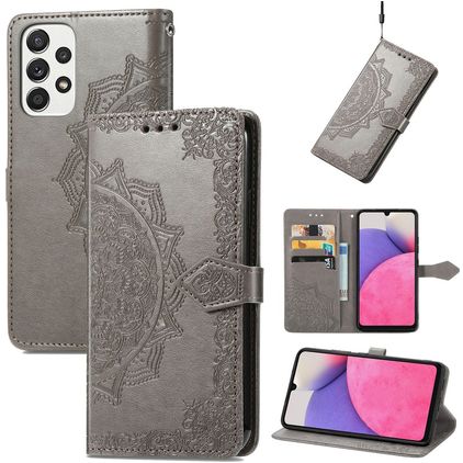 Mobigear Mandala Housse Samsung Galaxy A33 Etui Porte-Monnaie - Gris