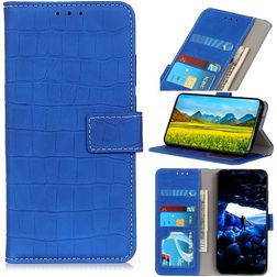 Mobigear Croco Housse iPhone 13 Etui Porte-Monnaie - Bleu