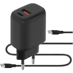 Mobiparts - Double USB / USB-C Chargeur USB-C 1 mètre Power Delivery 20W 3A - Noir