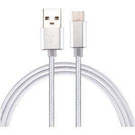 Mobigear Nylon - Câble USB-A vers USB-C 2 mètres - Argent Mobigear Nylon - Câble USB-A vers USB-C 2 mètres - Argent
