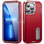 Mobigear Rugged Stand Coque iPhone 14 Plus Coque arrière Rigide Anti-Chocs avec Support Amovible - Rouge