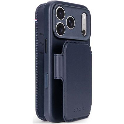 Decoded Detachable Wallet Housse iPhone 18 Pro Max MagSafe Etui avec Coque Détachable en Cuir Véritable Porte-Monnaie - Midnight Blue