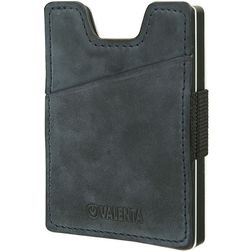 Valenta Card Case Alu + Money Strap - Porte Cartes en en Cuir véritable - 8 Cartes - Bleu