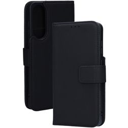 Mobiparts Wallet Housse Samsung Galaxy S25 Edge Etui en Cuir Véritable Porte-Monnaie - Noir