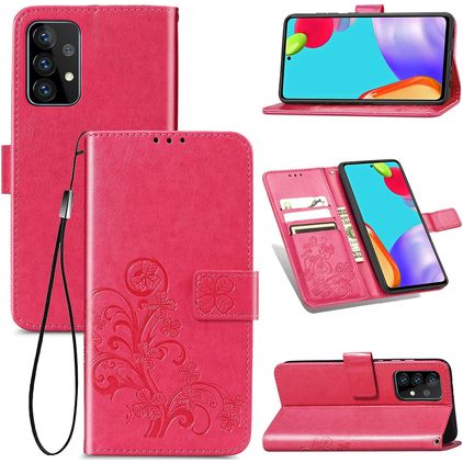 Mobigear Clover Housse Samsung Galaxy A52 Etui Porte-Monnaie - Magenta