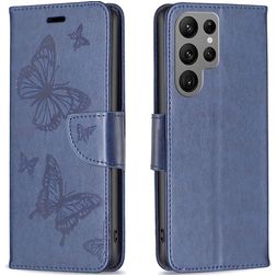 Mobigear Butterfly Housse Samsung Galaxy S23 Ultra Etui Porte-Monnaie - Bleu