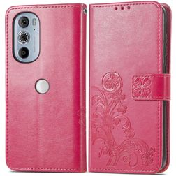 Mobigear Clover Motorola Edge 30 Pro Étui Portefeuille - Magenta