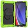 Mobigear SureGrip Xtreme Coque Samsung Galaxy Tab A9 Plus (2023) Coque arrière en Plastique rigide,Silicone + Bandoulière + Support Amovible - Vert
