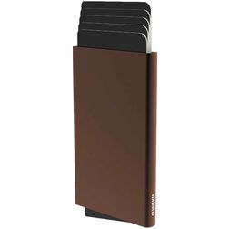 Valenta Cardprotector - Porte Cartes en en Aluminium - 5 Cartes - Compatible MagSafe - Marron