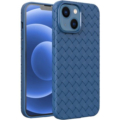 Mobigear Woven iPhone 14 Plus TPU souple Coque arrière - Bleu foncé