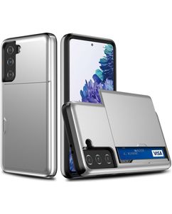 Mobigear Brushed Credit Card Slot Case Silver Samsung Galaxy S21