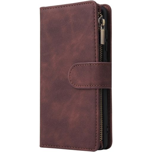 Mobigear Zipper Housse Samsung Galaxy A41 Etui Porte-Monnaie - Marron